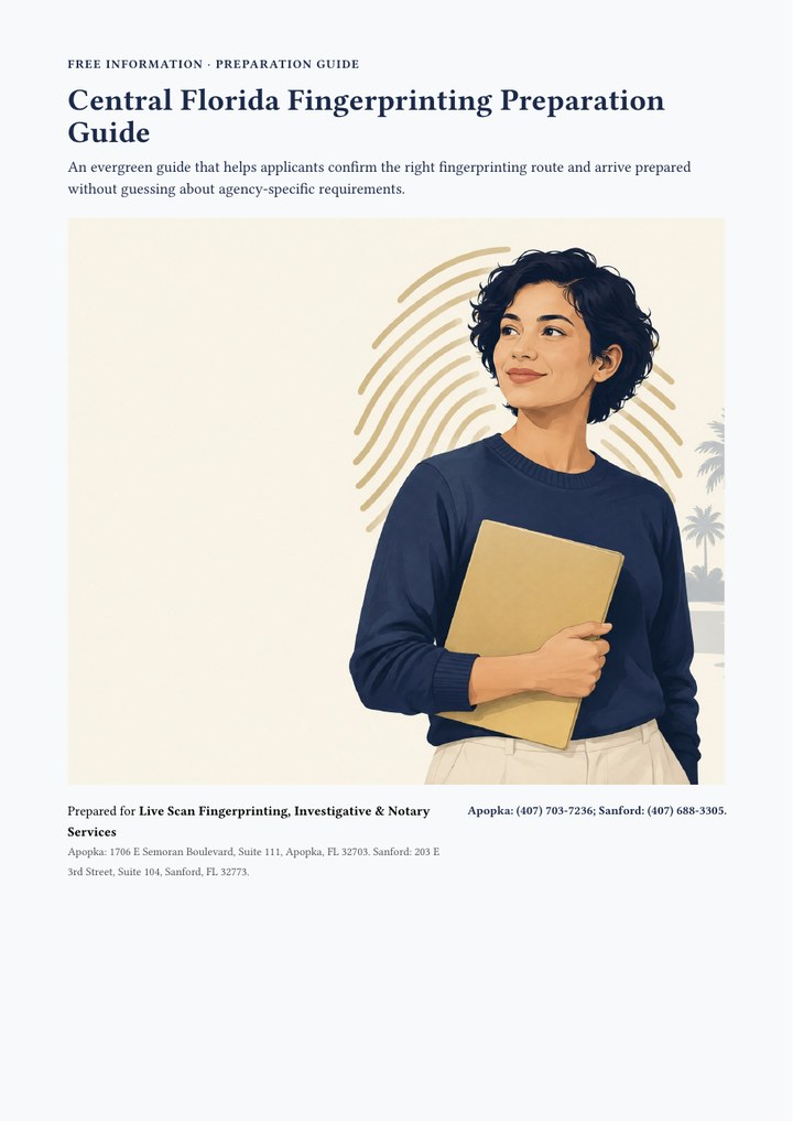 Central Florida Fingerprinting Preparation Guide cover preview