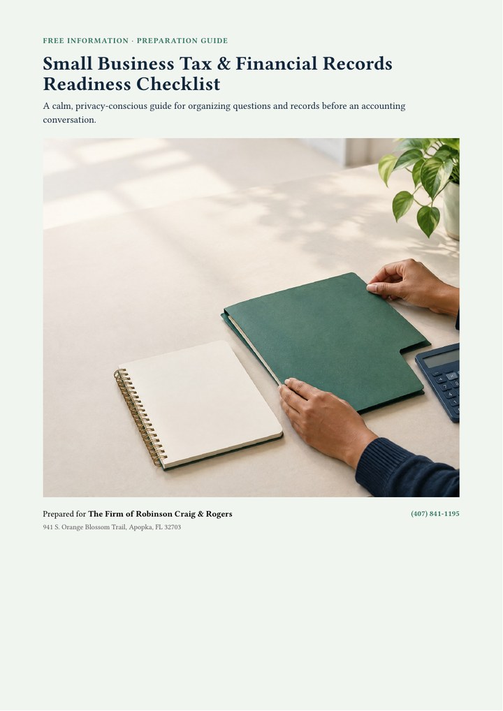Small Business Tax & Financial Records Readiness Checklist cover preview